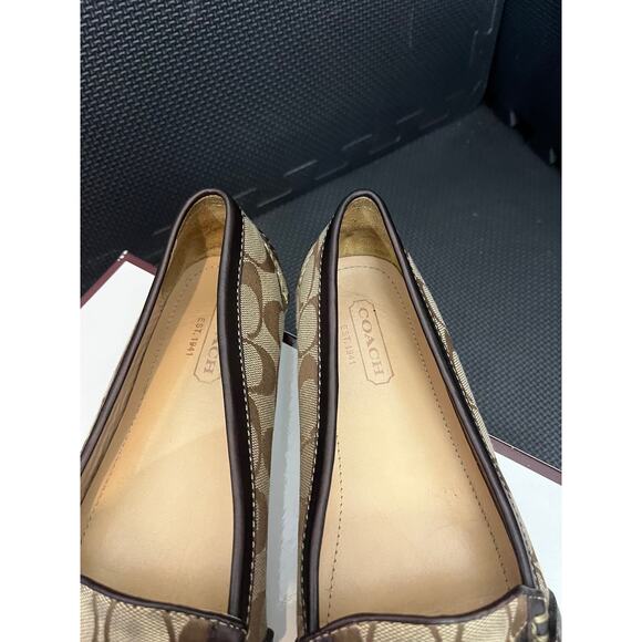 Coach Womens Khaki Horsebit Loafer Driving Moc Shoes Size 9M Logo Print - Picture 6 of 11